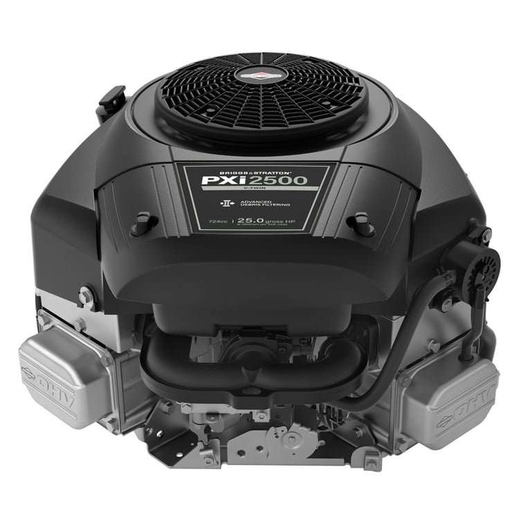 Front view of a Briggs & Stratton PXi2500 riding lawn mower engine.